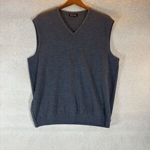 St Croix Knit Sweater Vest Mens Size XL Gray V-Neck Designer Golf Preppy